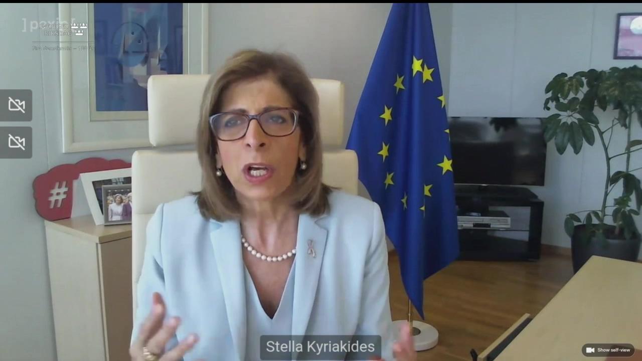 Stillbild från Öppen utfrågning, Public hearing on Swedish and European cancer strategies – Speech by European Commissioner Stella Kyriakides