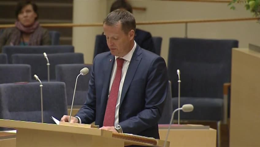 Stillbild från Interpellationsdebatt, Sveriges relation till Natos propagandacentral StratCom