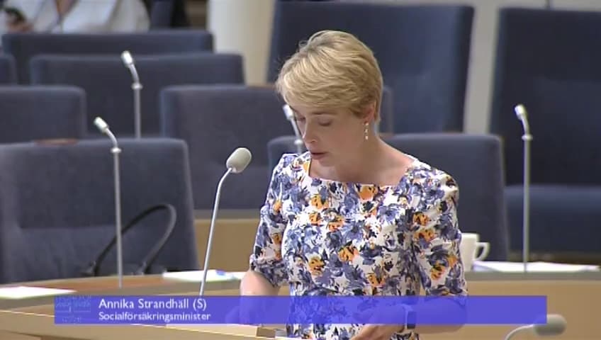 Stillbild från Interpellationsdebatt, Karensavdrag i stället för karensdag