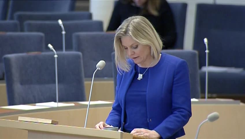 Stillbild från Interpellationsdebatt, Åtgärder för finanspolitikens långsiktiga hållbarhet