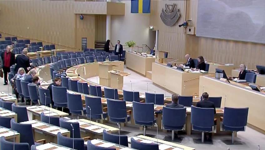 Stillbild från Debatt om förslag, Genomförande av EU:s direktiv om penningförfalskning