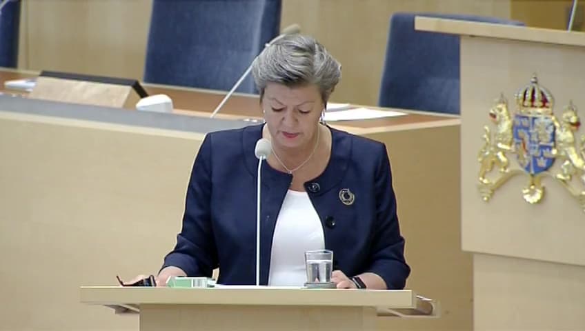 Stillbild från Interpellationsdebatt, Reformer av arbetsmarknaden 