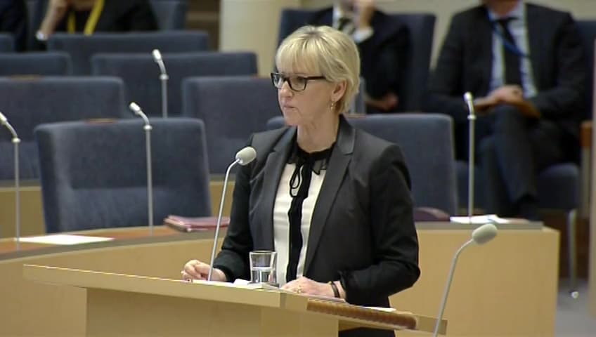 Stillbild från Interpellationsdebatt, Regeringens uttalande om pågående folkmord i Syrien och Irak