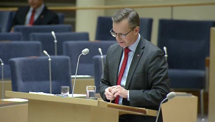 Stillbild från Interpellationsdebatt, Transportinfrastrukturens betydelse för industrin 