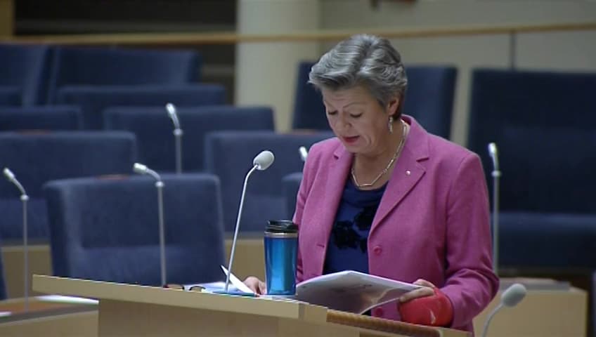 Stillbild från Interpellationsdebatt, Arbetsförmedlingens anslagsöverskott