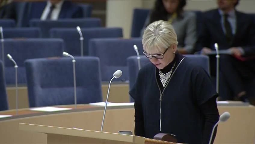 Stillbild från Interpellationsdebatt, Det svenska stödet till Frankrike