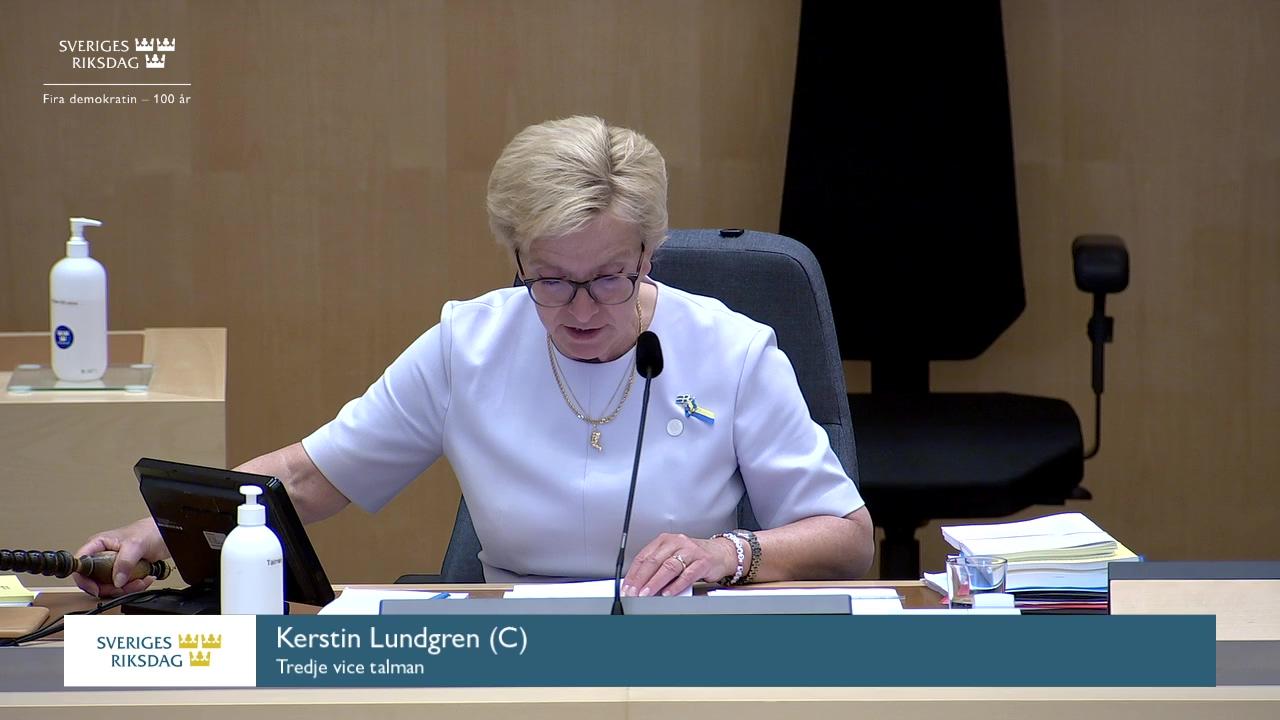 Stillbild från Debatt om förslag, Verksamhetsredogörelser för riksdagens nämnder