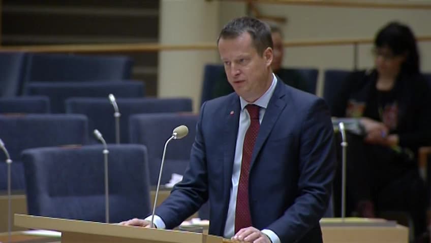 Stillbild från Interpellationsdebatt, Vapendirektivet som ett hot mot landets jägare och skyttar