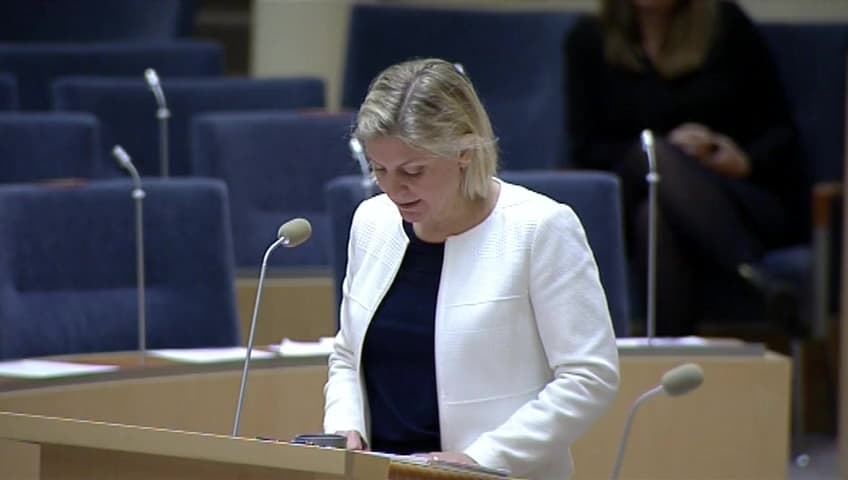 Stillbild från Interpellationsdebatt, Momsregler för flyktingboenden