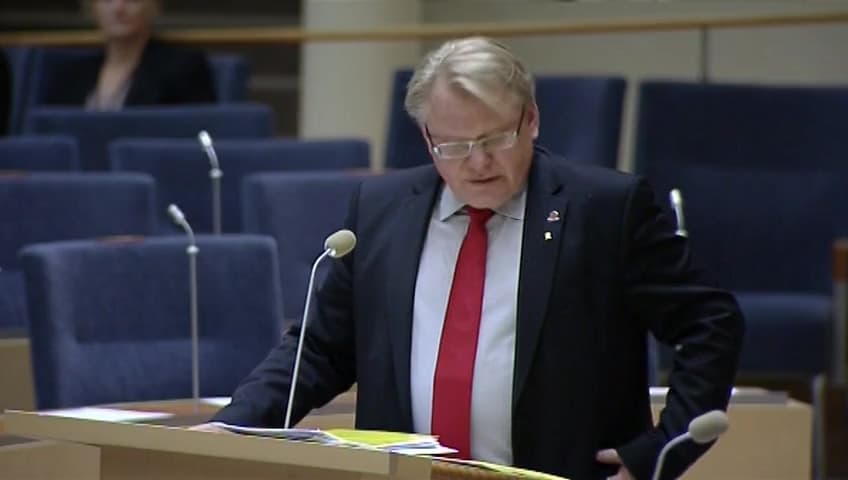 Stillbild från Interpellationsdebatt, Organisationskommitté för återupprättande av Totalförsvarets chefsnämnd