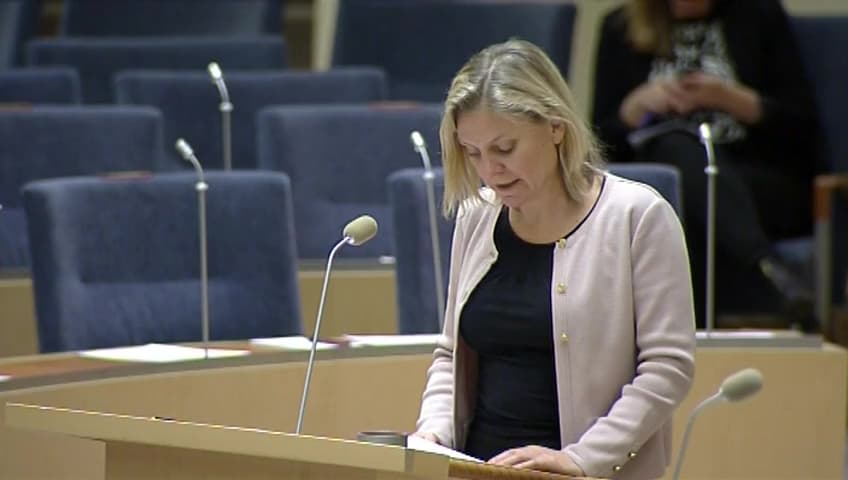 Stillbild från Interpellationsdebatt, Slopade skyddsvallar för Sveriges ekonomi