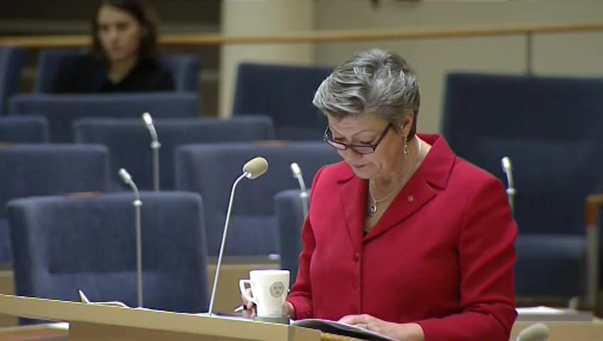 Stillbild från Interpellationsdebatt, Arbetslöshetsmålet och Arbetsförmedlingens prognoser 