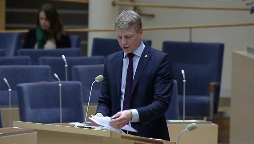 Stillbild från Interpellationsdebatt, Optimala skattemässiga förutsättningar för delningsekonomin