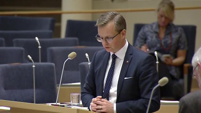 Stillbild från Interpellationsdebatt, Swedavias miljöarbete och klimatpåverkan