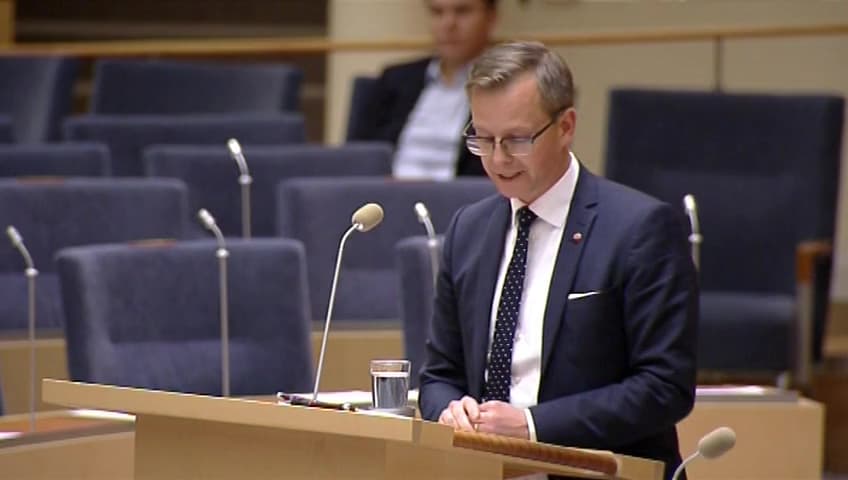 Stillbild från Interpellationsdebatt, Regeringens uttag från SJ
