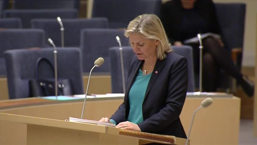 Stillbild från Interpellationsdebatt, Höjd skatt för 1,2 miljoner löntagare