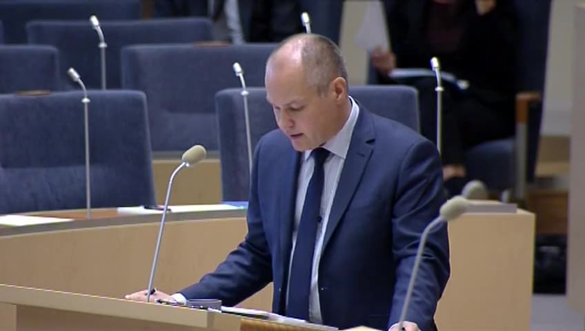 Stillbild från Interpellationsdebatt, Åtkomst av mark vid bygge av cykelleder