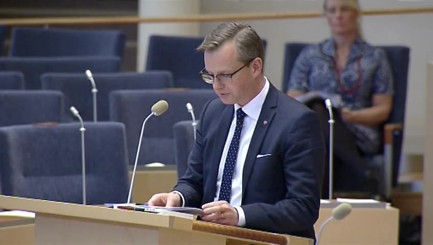 Stillbild från Interpellationsdebatt, Statliga bolag och Svenskt Näringsliv