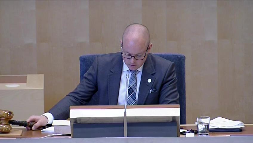 Stillbild från Debatt om förslag, Fortsatt giltighet av lagen om vissa register för forskning