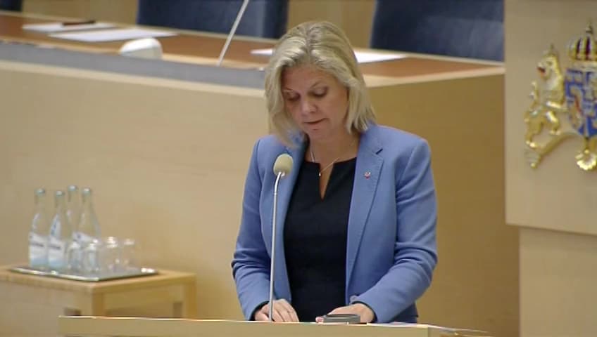 Stillbild från Interpellationsdebatt, Tydlig minskning av arbetslösa ungdomar