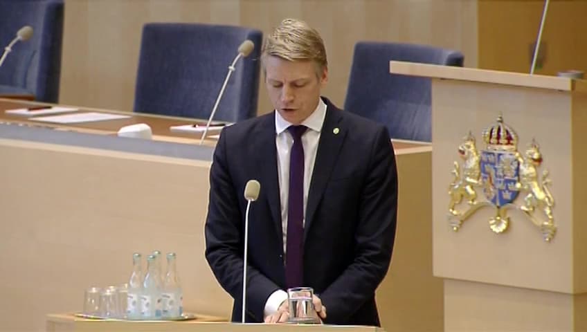 Stillbild från Interpellationsdebatt, Nivån på hushållens skuldsättning