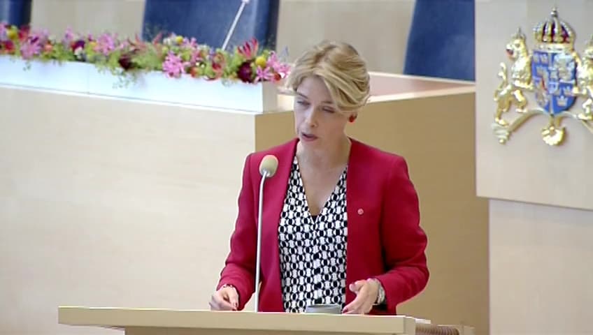 Stillbild från Interpellationsdebatt, Minskningen av antalet anmälningar och prövningar av arbetsskador 