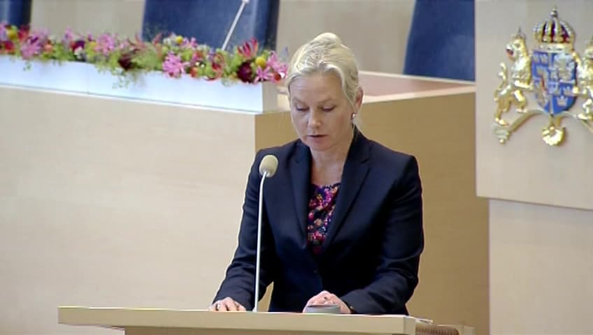 Stillbild från Interpellationsdebatt, Nivån på myndighetsavgiften för flyget 