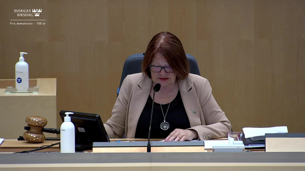 Stillbild från Debatt om förslag, Borttagande av bosättningsprincipen vid sprututbyte