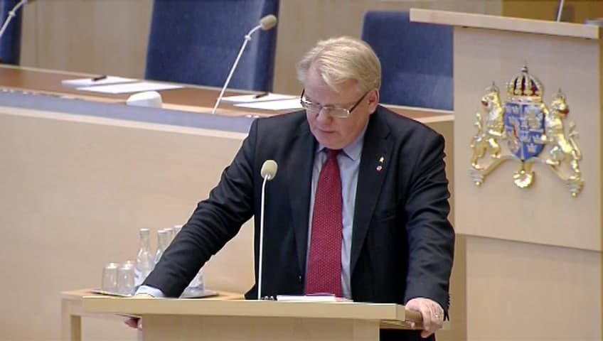 Stillbild från Interpellationsdebatt, Ålands betydelse för det svensk-finska försvarssamarbetet