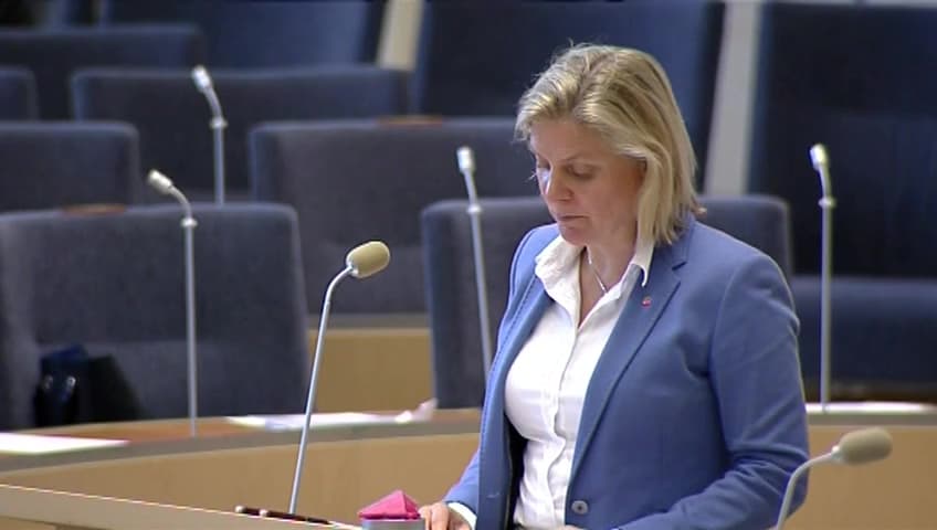 Stillbild från Interpellationsdebatt, EU-skatt på finansiella transaktioner