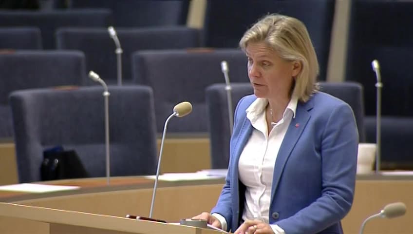 Stillbild från Interpellationsdebatt, Regeringens ekonomiska politik