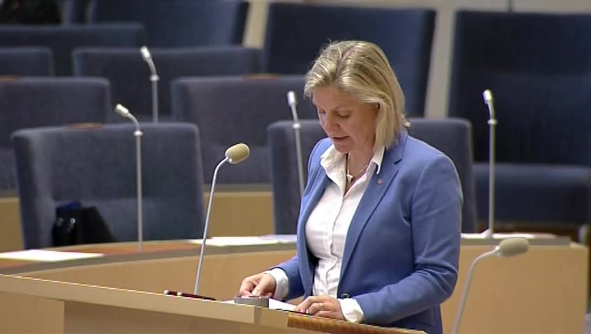 Stillbild från Interpellationsdebatt, Regeringens straffbeskattning av unga anställda