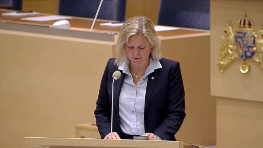 Stillbild från Interpellationsdebatt, Utvärdering av sänkningen av arbetsgivaravgifterna