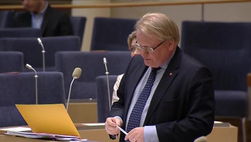 Stillbild från Interpellationsdebatt, Framtidens försvarsexport