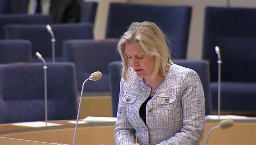 Stillbild från Interpellationsdebatt, Genomförande av Företagsskattekommitténs förslag