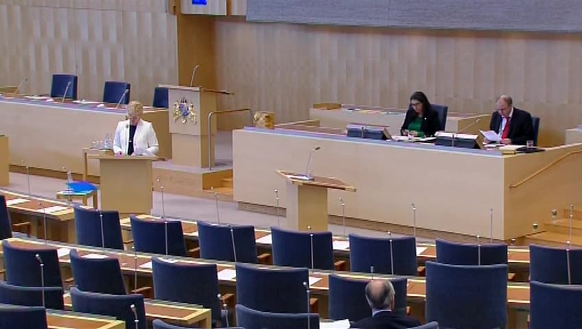Stillbild från Interpellationsdebatt, Det palestinska fördömandet av utrikesministerns agerande