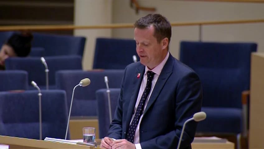 Stillbild från Interpellationsdebatt, Konsekvensanalys för Säkerhetspolisens informationsinhämtning