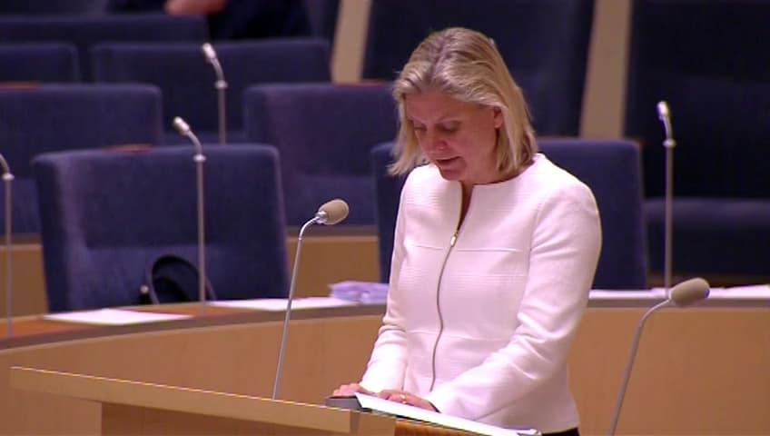 Stillbild från Interpellationsdebatt, Överskottsmålet