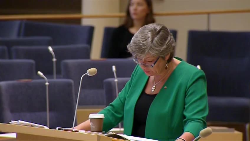 Stillbild från Interpellationsdebatt, Tidigare dömdas möjlighet till arbete