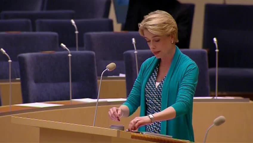 Stillbild från Interpellationsdebatt, Konsekvenser av borttagande av den s.k. bortre parentesen i sjukförsäkringen
