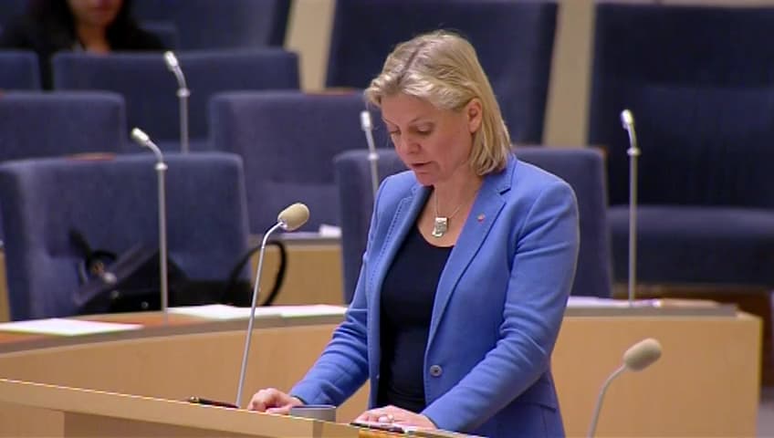 Stillbild från Interpellationsdebatt, Offensiv finanspolitik till följd av minusräntan