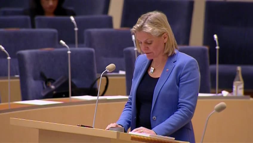 Stillbild från Interpellationsdebatt, Avvecklingen av överskottsmålet