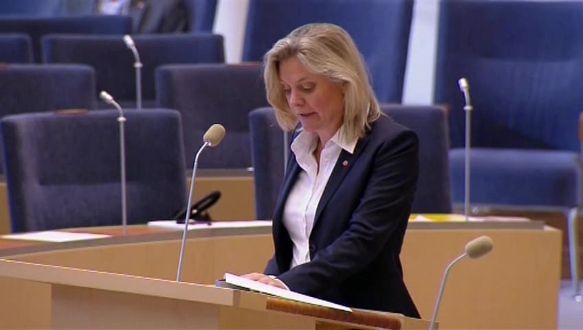 Stillbild från Interpellationsdebatt, Sysselsättning, antal arbetade timmar, välstånd och produktivitet