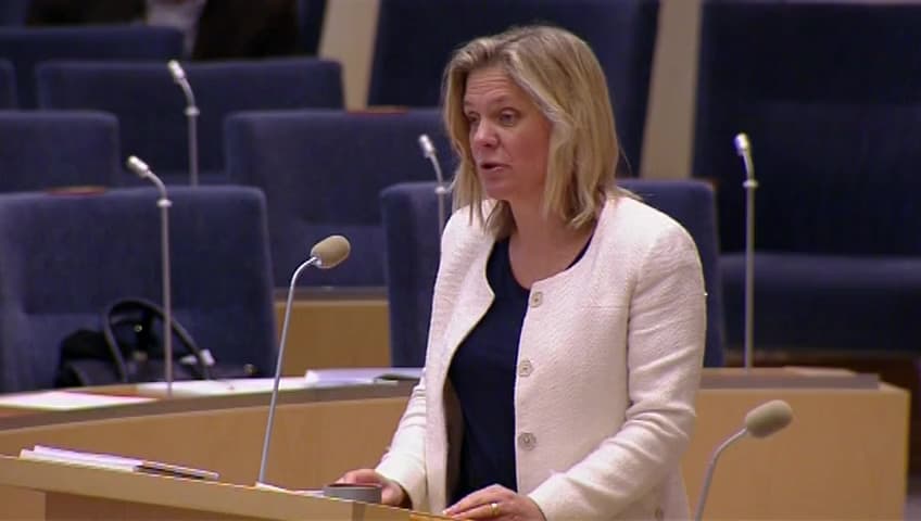 Stillbild från Interpellationsdebatt, Sociala avgifter för personer över 65 år