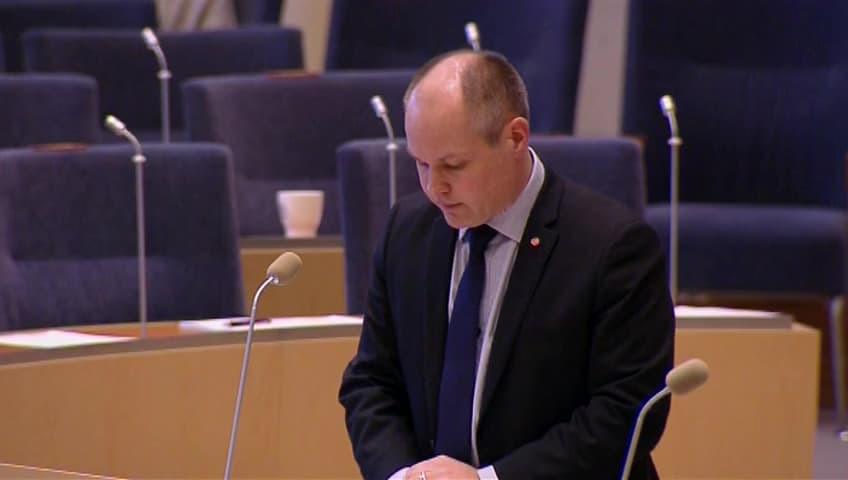 Stillbild från Interpellationsdebatt, Skärpta straff för inbrott