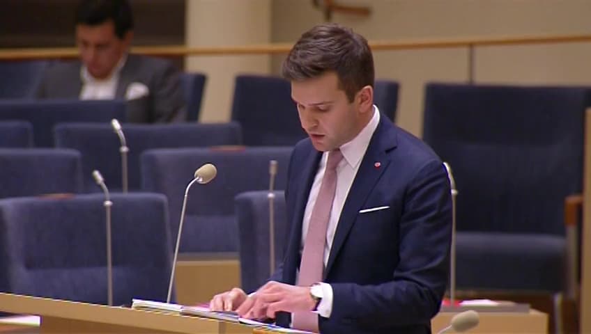 Stillbild från Interpellationsdebatt, Livsmedelsstrategin och gårdsförsäljningen av öl och vin 