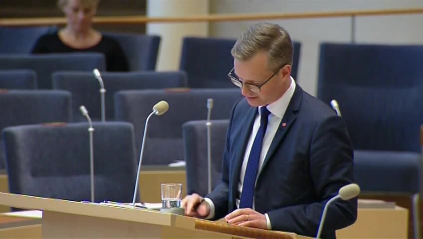 Stillbild från Interpellationsdebatt, Förbättrat klimat för entreprenörskap