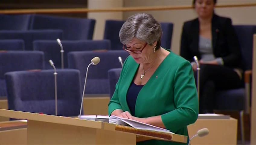 Stillbild från Interpellationsdebatt, Anställningsvillkor och trygghet för löntagarna vid upphandling