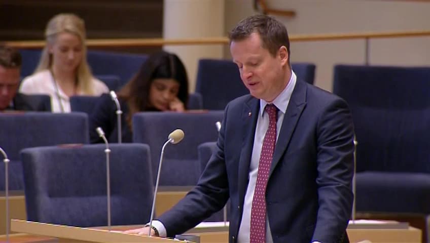 Stillbild från Interpellationsdebatt, MSB:s utbildningsverksamhet