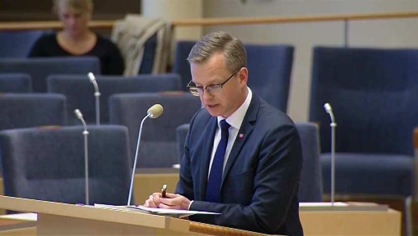 Stillbild från Interpellationsdebatt, Risk för färre unga entreprenörer